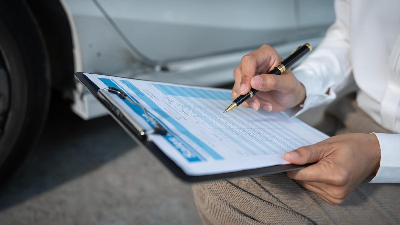 Walk-through inspection form on a clipboard